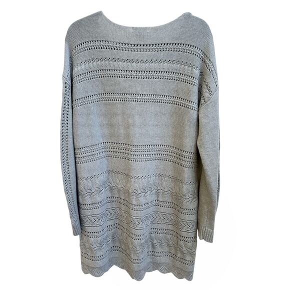 Sundance Lovely Days Silk Cotton Pointelle Knit Tunic Sweater Dress Crochet Sz L - Picture 2 of 6